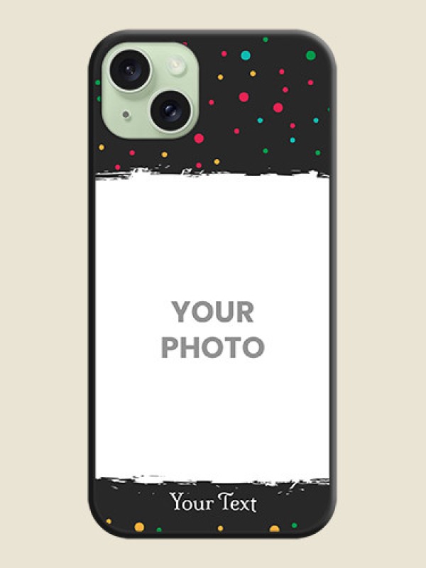 Custom Multicolor Dotted Pattern with Text on Space Black Custom Soft Matte Phone Back Cover - iPhone 15 Plus - alternate view