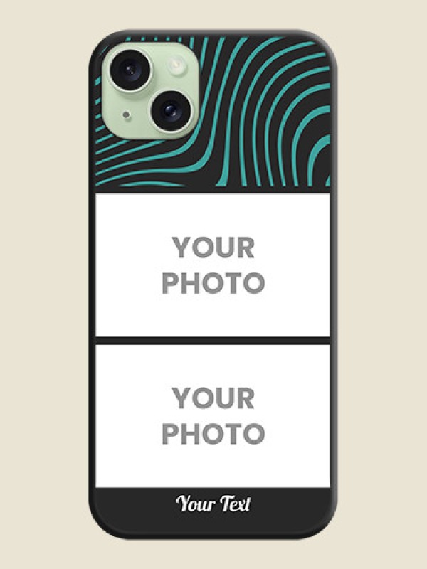 Custom Wave Pattern with 2 Image Holder on Space Black Personalized Soft Matte Phone Covers - iPhone 15 Plus - alternate view