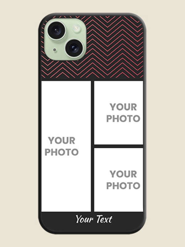 Custom Wave Pattern with 3 Image Holder on Space Black Custom Soft Matte Back Cover - iPhone 15 Plus - alternate view