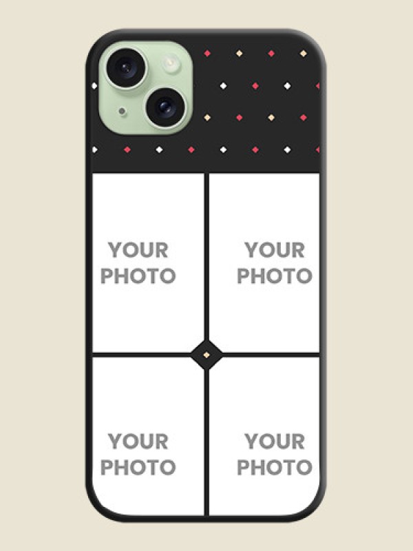 Custom Multicolor Dotted Pattern with 4 Image Holder on Space Black Custom Soft Matte Phone Cases - iPhone 15 Plus - alternate view