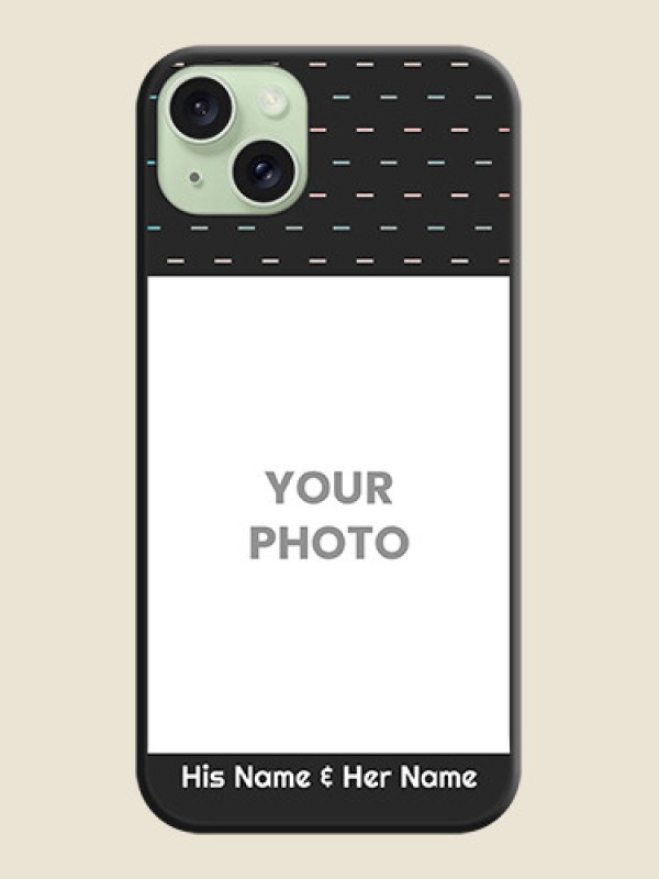 Custom Line Pattern Design with Text on Space Black Custom Soft Matte Phone Back Cover - iPhone 15 Plus - alternate view