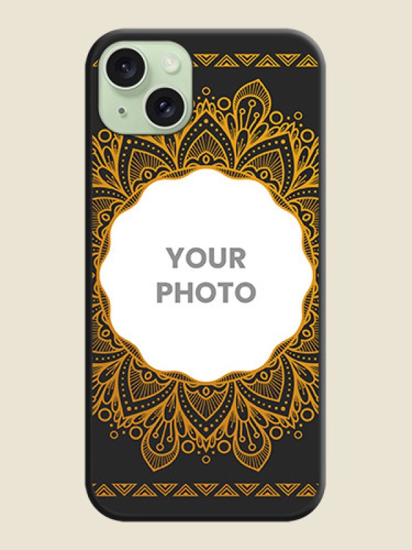 Custom Round Image with Floral Design - Photo on Space Black Soft Matte Mobile Cover - iPhone 15 Plus - alternate view