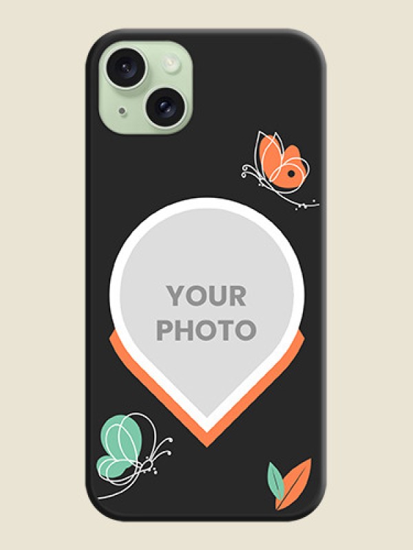Custom Upload Pic With Simple Butterly Design On Space Black Personalized Soft Matte Phone Covers - iPhone 15 Plus - alternate view