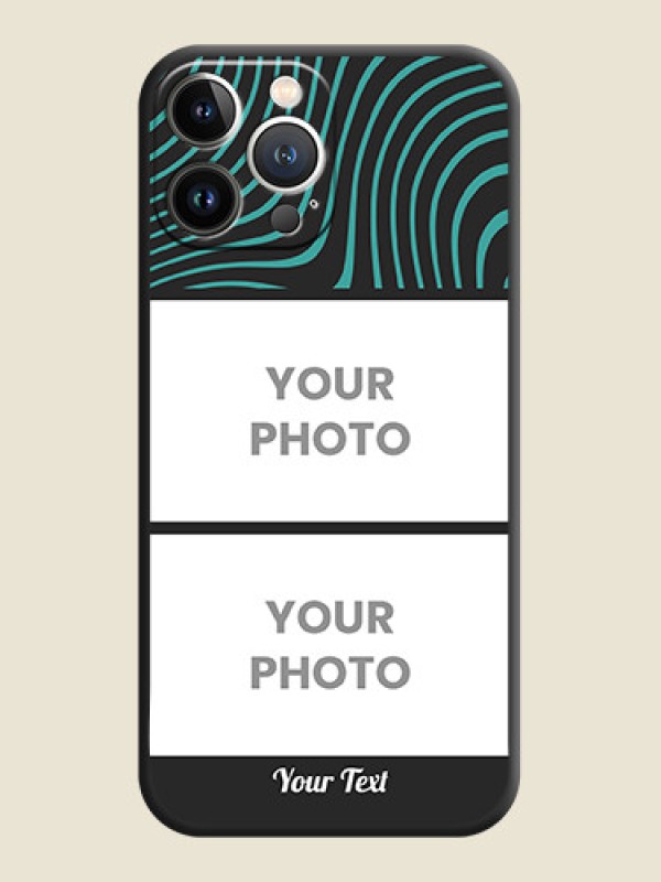 Custom Wave Pattern with 2 Image Holder on Space Black Personalized Soft Matte Phone Covers - iPhone 15 Pro Max - alternate view