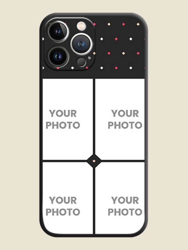 Custom Multicolor Dotted Pattern with 4 Image Holder on Space Black Custom Soft Matte Phone Cases - iPhone 15 Pro Max - alternate view