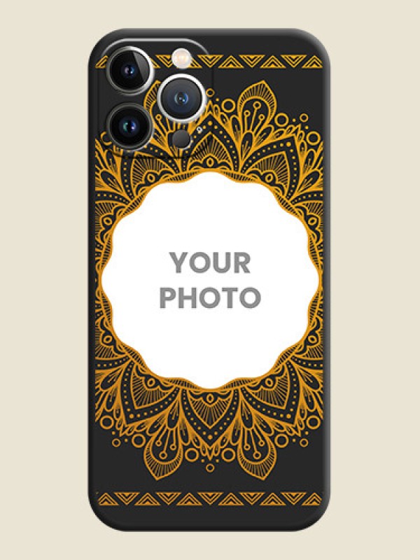 Custom Round Image with Floral Design - Photo on Space Black Soft Matte Mobile Cover - iPhone 15 Pro Max - alternate view