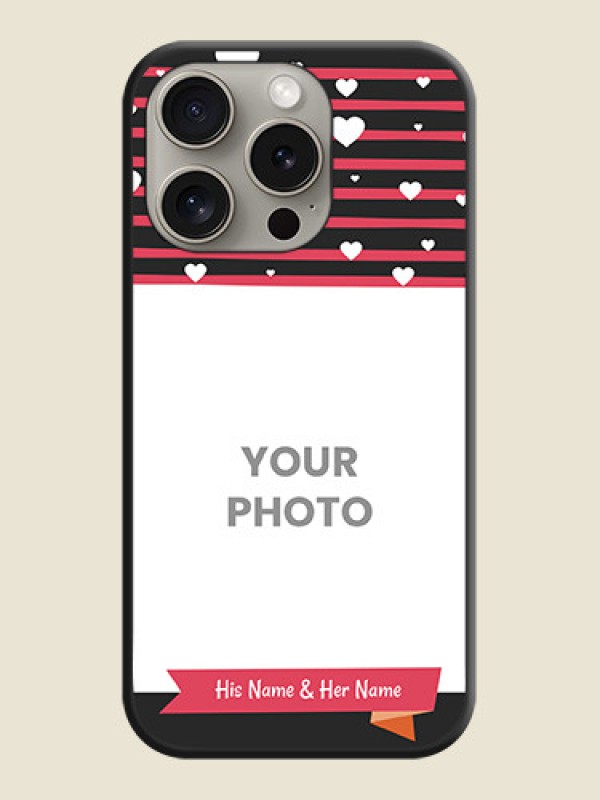 Custom White Color Love Symbols with Pink Lines Pattern on Space Black Custom Soft Matte Phone Cases - iPhone 15 Pro - alternate view