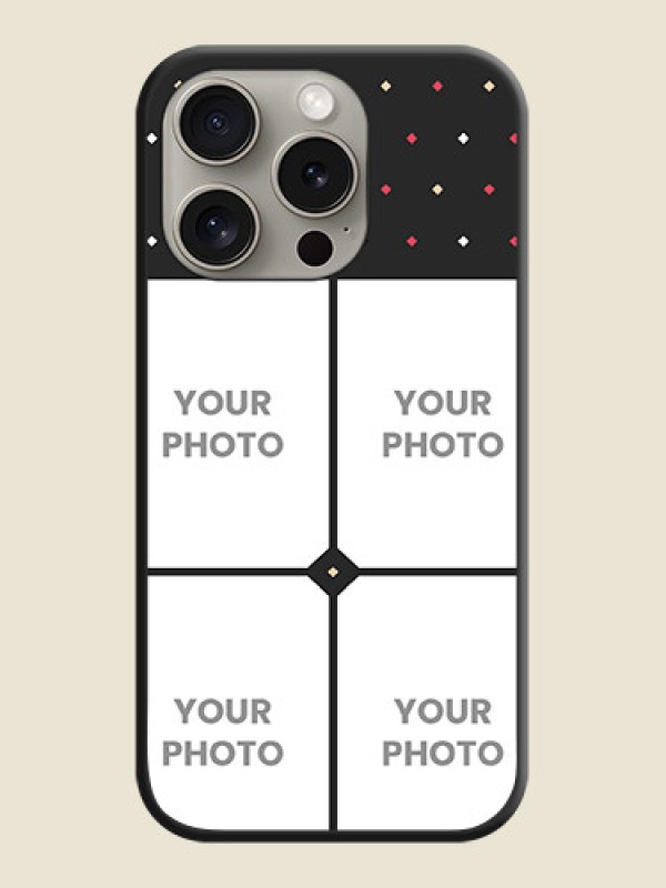 Custom Multicolor Dotted Pattern with 4 Image Holder on Space Black Custom Soft Matte Phone Cases - iPhone 15 Pro - alternate view