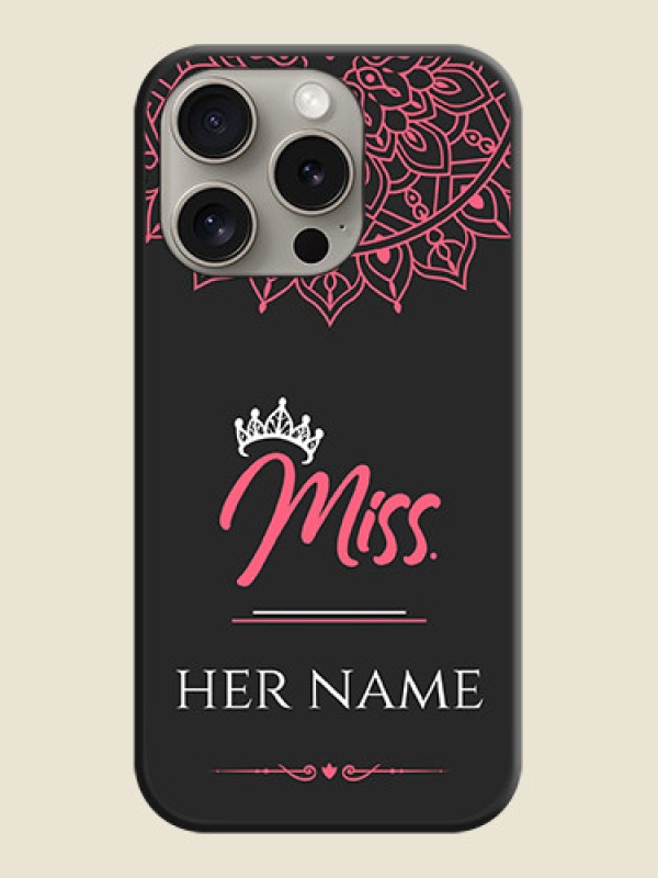 Custom Mrs Name with Floral Design on Space Black Personalized Soft Matte Phone Covers - iPhone 15 Pro - alternate view