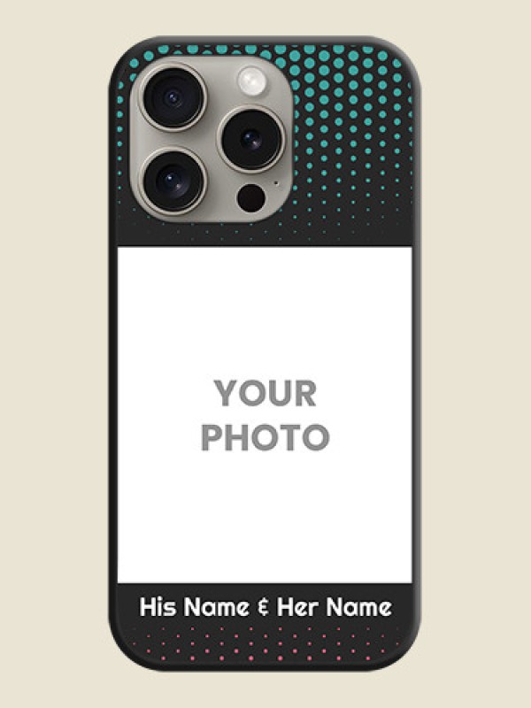 Custom Faded Dots with Grunge Photo Frame and Text on Space Black Custom Soft Matte Phone Cases - iPhone 15 Pro - alternate view
