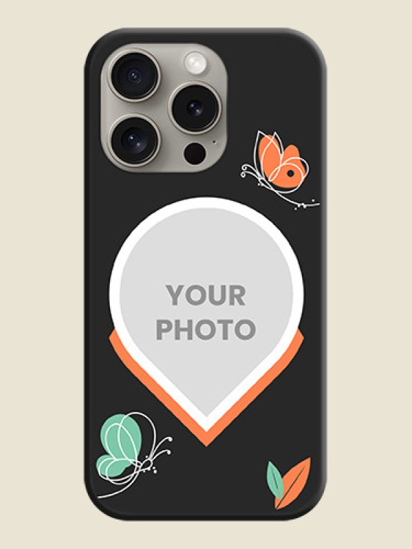 Custom Upload Pic With Simple Butterly Design On Space Black Personalized Soft Matte Phone Covers - iPhone 15 Pro - alternate view