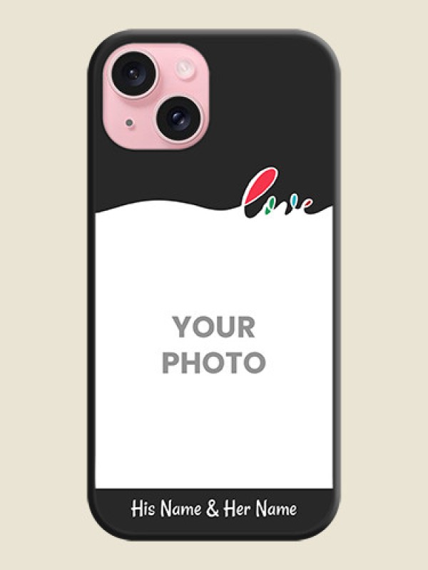 Custom Fall in Love Pattern with Picture - Photo on Space Black Soft Matte Mobile Case - iPhone 15 - alternate view