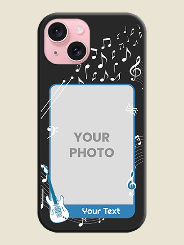 Custom Musical Theme Design with Text - Photo on Space Black Soft Matte Mobile Case - iPhone 15 - alternate view
