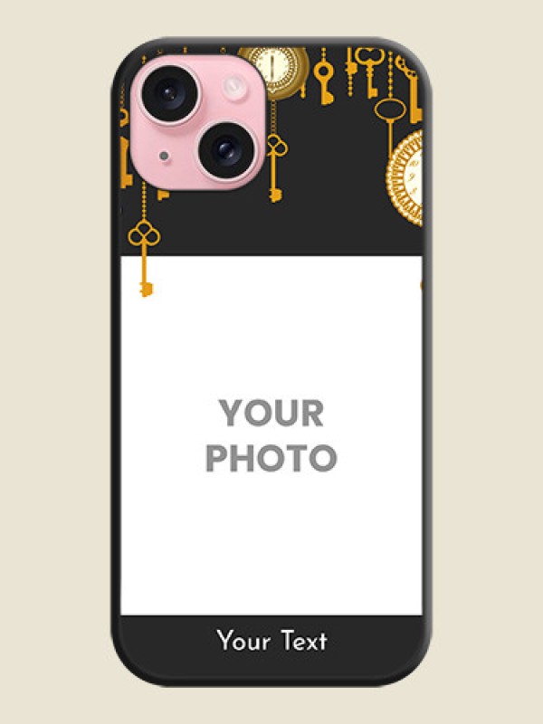 Custom Decorative Design with Text on Space Black Custom Soft Matte Back Cover - iPhone 15 - alternate view