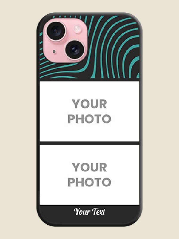 Custom Wave Pattern with 2 Image Holder on Space Black Personalized Soft Matte Phone Covers - iPhone 15 - alternate view