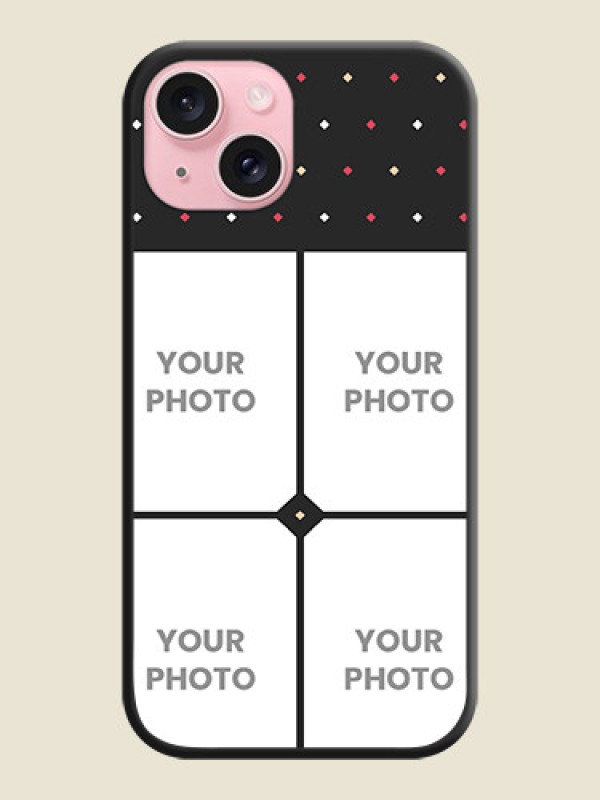 Custom Multicolor Dotted Pattern with 4 Image Holder on Space Black Custom Soft Matte Phone Cases - iPhone 15 - alternate view