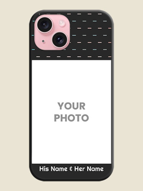 Custom Line Pattern Design with Text on Space Black Custom Soft Matte Phone Back Cover - iPhone 15 - alternate view