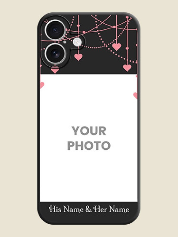 Custom Pink Love Hangings with Text On Space Black Custom Soft Matte Mobile Back Cover - iPhone 16 Plus - alternate view