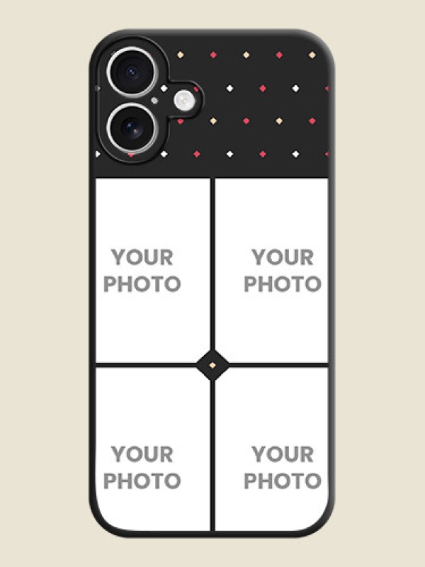 Custom Multicolor Dotted Pattern with 4 Image Holder On Space Black Custom Soft Matte Mobile Back Cover - iPhone 16 Plus - alternate view