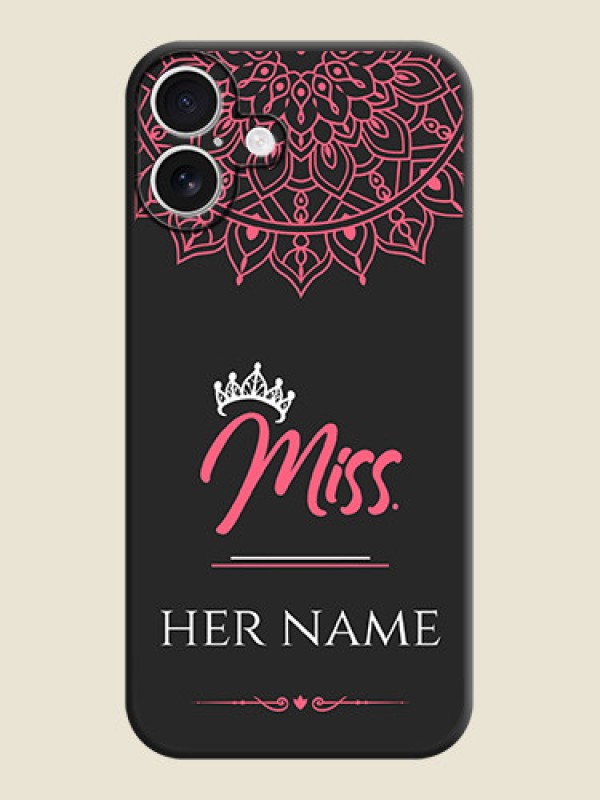 Custom Mrs Name with Floral Design On Space Black Custom Soft Matte Mobile Back Cover - iPhone 16 Plus - alternate view