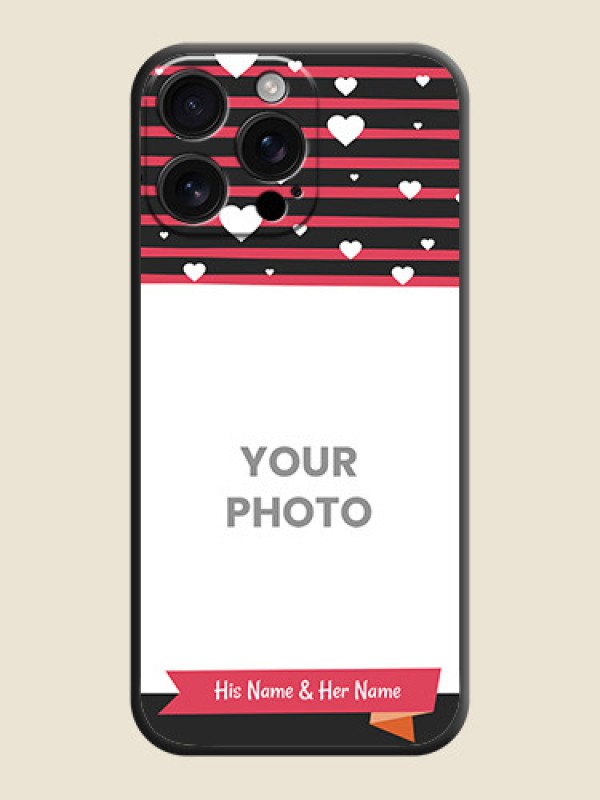 Custom White Color Love Symbols with Pink Lines Pattern On Space Black Custom Soft Matte Mobile Back Cover - iPhone 16 Pro Max - alternate view