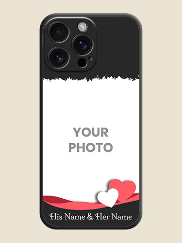 Custom Pin Color Love Shaped Ribbon Design with Text On Space Black Custom Soft Matte Mobile Back Cover - iPhone 16 Pro Max - alternate view