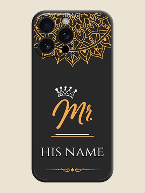 Custom Mr Name with Floral Design On Space Black Custom Soft Matte Mobile Back Cover - iPhone 16 Pro Max - alternate view