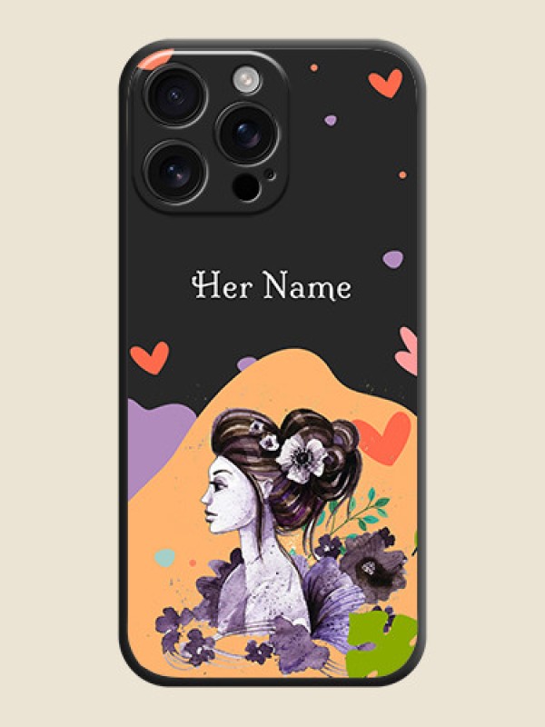 Custom Namecase For Her With Fancy Lady Image On Space Black Custom Soft Matte Mobile Back Cover - iPhone 16 Pro Max - alternate view
