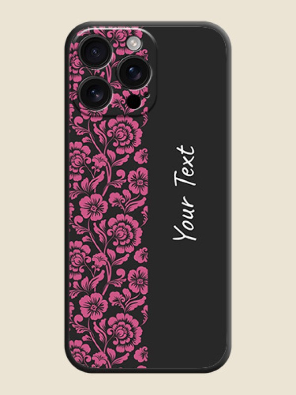 Custom Pink Floral Pattern Design With Custom Text On Space Black Custom Soft Matte Mobile Back Cover - iPhone 16 Pro Max - alternate view
