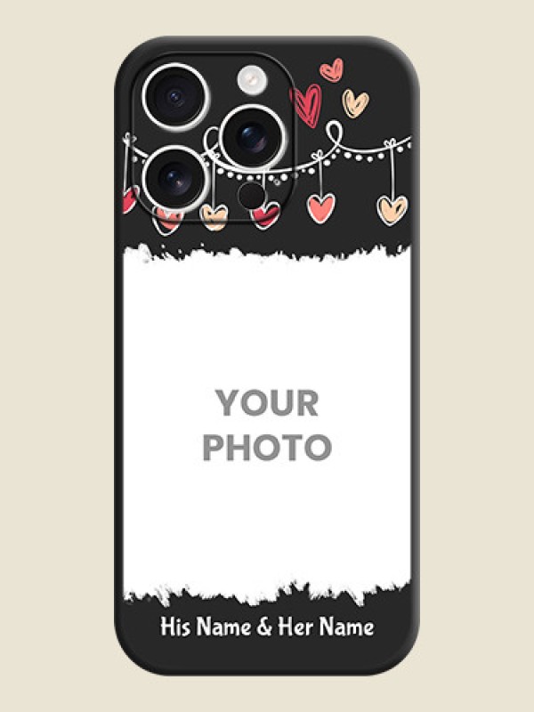 Custom Pink Love Hangings with Name On Space Black Custom Soft Matte Mobile Back Cover - iPhone 16 Pro - alternate view