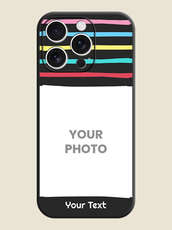 Custom Multicolor Lines with Image On Space Black Custom Soft Matte Mobile Back Cover - iPhone 16 Pro - alternate view