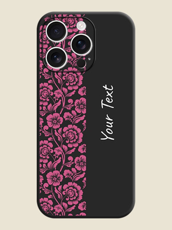 Custom Pink Floral Pattern Design With Custom Text On Space Black Custom Soft Matte Mobile Back Cover - iPhone 16 Pro - alternate view