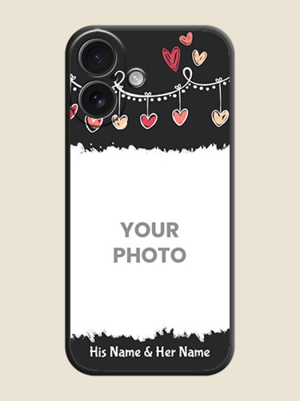 Custom Pink Love Hangings with Name On Space Black Custom Soft Matte Mobile Back Cover - iPhone 16 - alternate view