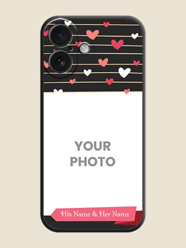Custom Love Pattern with Name on Pink Ribbon on Photo On Space Black Custom Soft Matte Mobile Back Cover - iPhone 16 - alternate view