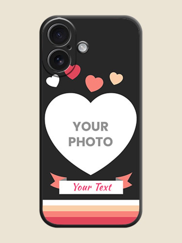 Custom Love Shaped Photo with Colorful Stripes On Space Black Custom Soft Matte Mobile Back Cover - iPhone 16 - alternate view