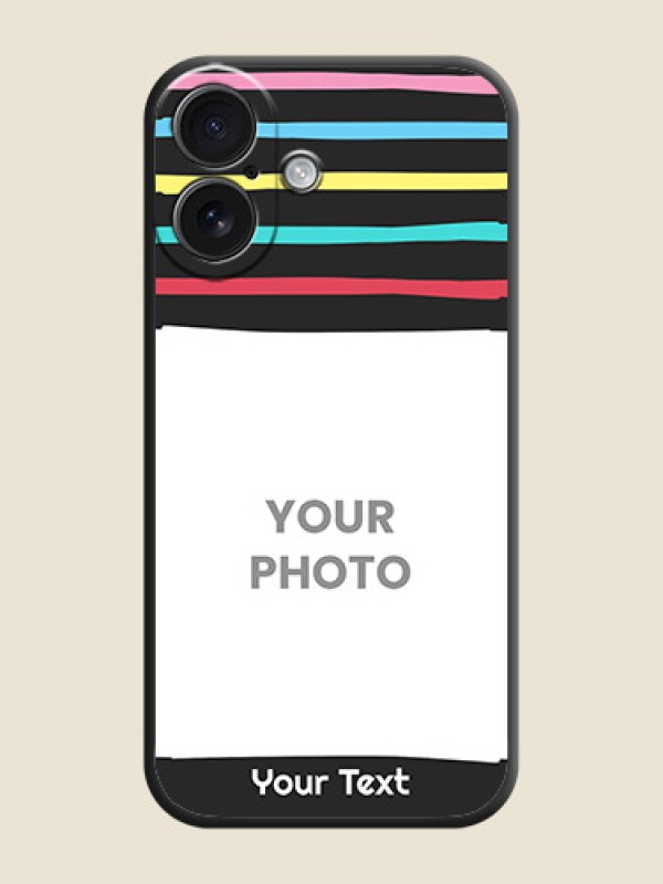 Custom Multicolor Lines with Image On Space Black Custom Soft Matte Mobile Back Cover - iPhone 16 - alternate view