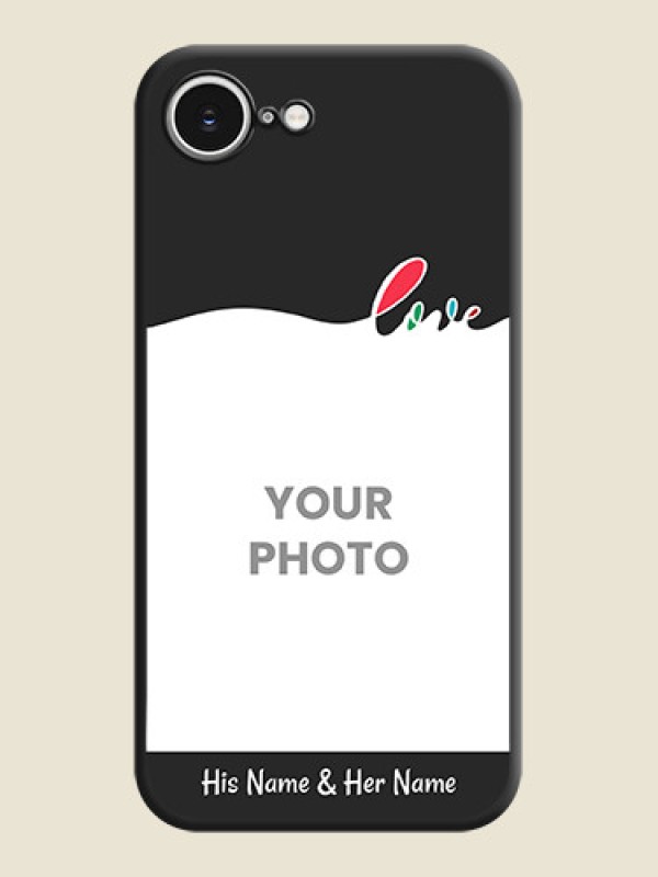 Custom Fall in Love Pattern with Picture on Photo On Space Black Custom Soft Matte Mobile Back Cover - iPhone 16e - alternate view