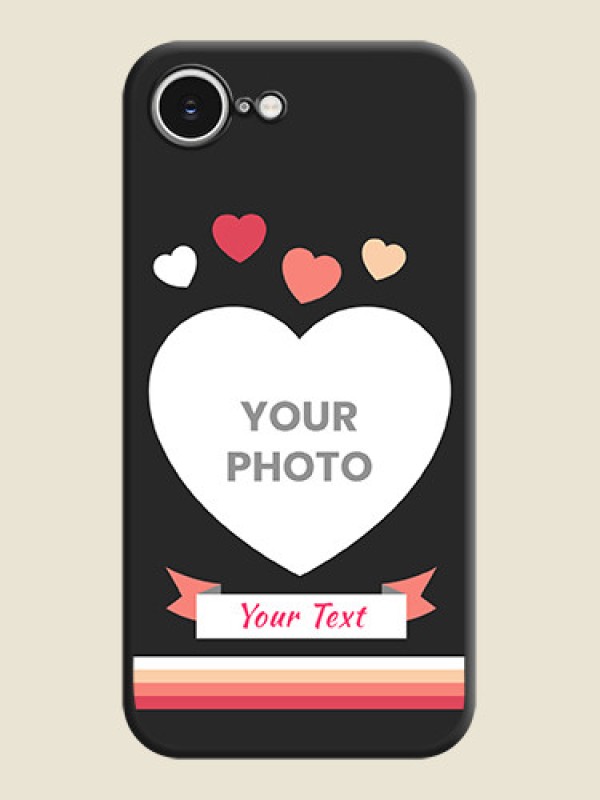 Custom Love Shaped Photo with Colorful Stripes On Space Black Custom Soft Matte Mobile Back Cover - iPhone 16e - alternate view