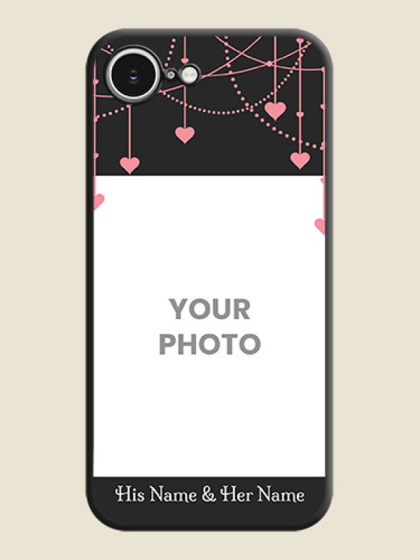 Custom Pink Love Hangings with Text On Space Black Custom Soft Matte Mobile Back Cover - iPhone 16e - alternate view