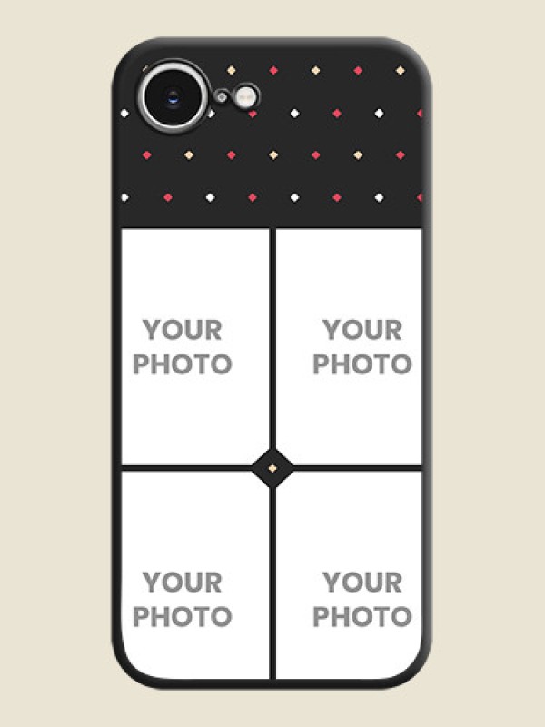 Custom Multicolor Dotted Pattern with 4 Image Holder On Space Black Custom Soft Matte Mobile Back Cover - iPhone 16e - alternate view