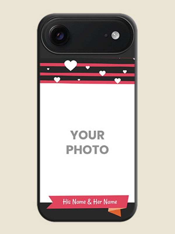 Custom White Color Love Symbols with Pink Lines Pattern On Space Black Custom Soft Matte Mobile Back Cover - Apple iPhone 17 Air - alternate view