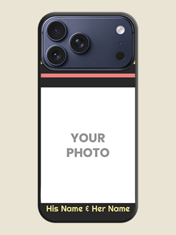 Custom Color Stripes with Photo and Text on Photo On Space Black Custom Soft Matte Mobile Back Cover - Apple iPhone 17 Pro Max - alternate view