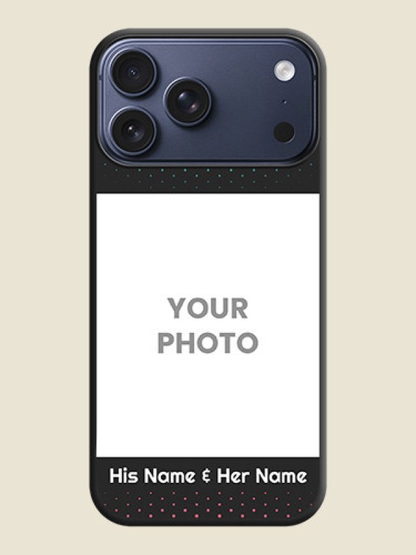 Custom Faded Dots with Grunge Photo Frame and Text On Space Black Custom Soft Matte Mobile Back Cover - Apple iPhone 17 Pro Max - alternate view