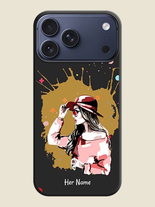 Custom Mordern Lady With Color Splash Background With Custom Text On Space Black Custom Soft Matte Mobile Back Cover - Apple iPhone 17 Pro Max - alternate view