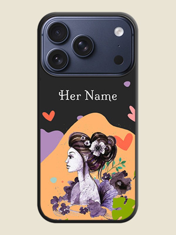 Custom Namecase For Her With Fancy Lady Image On Space Black Custom Soft Matte Mobile Back Cover - Apple iPhone 17 Pro - alternate view