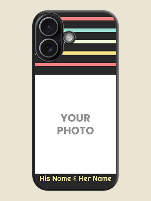 Custom Color Stripes with Photo and Text on Photo On Space Black Custom Soft Matte Mobile Back Cover - Apple iPhone 17 - alternate view