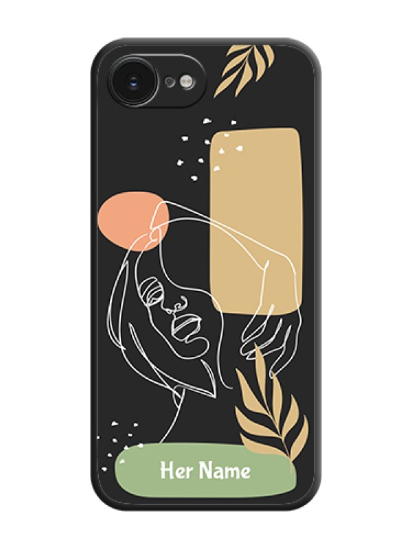 Custom Custom Text With Line Art Of Women & Leaves Design On Space Black Custom Soft Matte Mobile Back Cover - Apple iPhone 17e - alternate view
