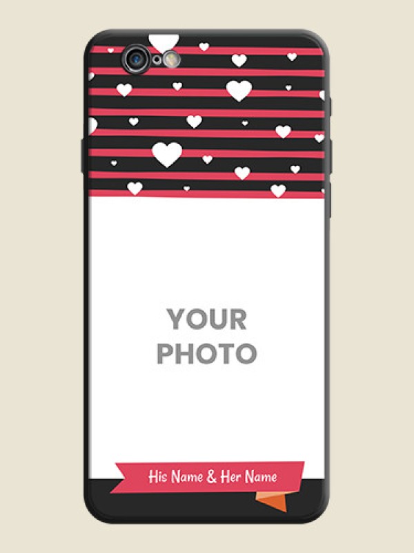 Custom White Color Love Symbols with Pink Lines Pattern on Space Black Custom Soft Matte Phone Cases - iPhone 6 Plus - alternate view