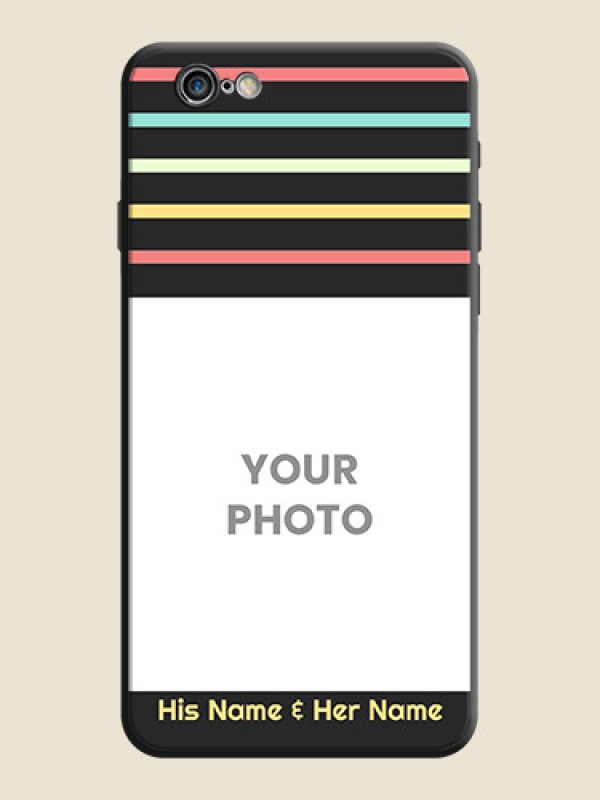 Custom Color Stripes with Photo and Text - Photo on Space Black Soft Matte Mobile Case - iPhone 6 Plus - alternate view