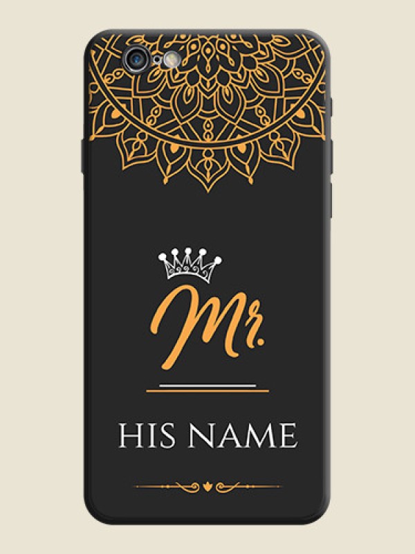 Custom Mr Name with Floral Design  on Personalised Space Black Soft Matte Cases - iPhone 6 Plus - alternate view